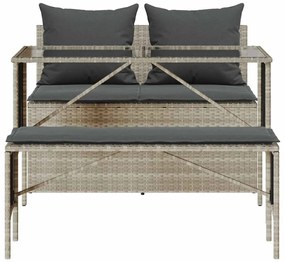 3 pcs conjunto de jantar p/ jardim c/ almofadões cinzento claro