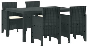 vidaXL Conjunto de Jantar para Jardim 5 pcs Antracite Rattan Polt