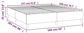 Cama sem colchão 160x200 cm tecido castanho-acinzentado