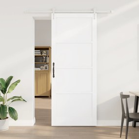 Porta Deslizante vidaXL com Conjunto de Ferragens Branca 93x232 cm Mad