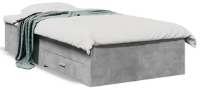 vidaXL Estrutura de cama c/ gavetas derivados de madeira cinza-cimento