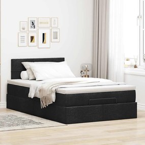 Cama otomana com colchão 120x190 cm tecido preto