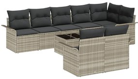 Conjunto de Sofá de Jardim de 9 Peças com Almofadas Cinza Polirattan