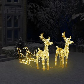 328514 vidaXL Decoração de Natal renas/trenó 160 luzes LED 130 cm acrílico