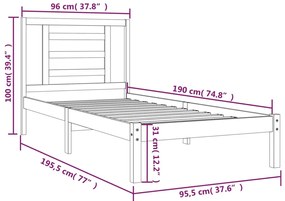 Cama sem colchão 90x190 cm madeira de pinho maciça branco