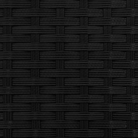 Sofá de jardim de 3 lugares com toldo e bancos vime PE preto