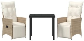 Conjunto de Jantar de Jardim com 3 Peças e Almofadinhas Beijinhas em R