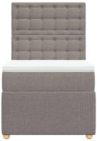 Cama com molas/colchão 100x200 cm tecido cinza-acastanhado