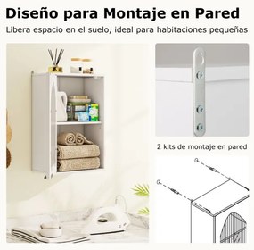 Armário parede para casa de banho  35 x 20 x 52,5 cm com porta de vidro e prateleira ajustável Branco