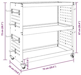 Carro de Ferramentas Antracite 75 x 35 x 73 cm Metal