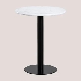 Mesa De Bar Redonda Ø60 Cm Em Mármore Rocher Mármore Branco Guangxi & Preto - Sklum
