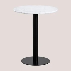 Mesa De Bar Redonda Ø60 Cm Em Mármore Rocher Mármore Branco & Preto - Sklum