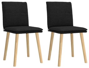 Cadeiras de jantar 2 pcs tecido preto