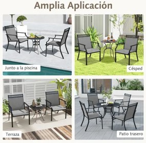 Conjunto de 2 cadeiras de jardim em tecido Textilene com estrutura em metal, encosto alto e braços, tecido de secagem rápida, carga máxima 150 kg, 66