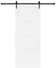 Porta Deslizante vidaXL com Conjunto de Ferragens Branca 86x211 cm Mad