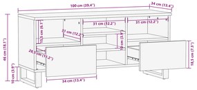 Móvel de TV 100x34x46 cm madeira de acácia maciça