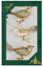 Ornamentos para árvore de Natal pintados à mão Forest Birds, conjunto de 3