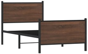 Estrutura de cama sem colchão 90x200 cm metal carvalho castanho