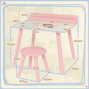 Mesa e Cadeira para Crianças com Prateleira para Livros Secretária para Crianças acima de 3 Anos Rosa