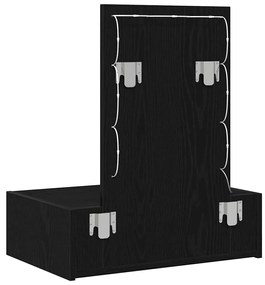 Mesa de Maquiagem Montada na Parede com Luzes LED - Carvalho Preto