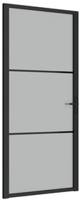 Porta interior 93x201,5 cm vidro fosco e alumínio preto