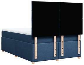 Cama com molas/colchão 160x200 cm tecido azul