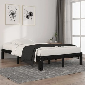 Estrutura de cama 120x200 cm pinho maciço preto