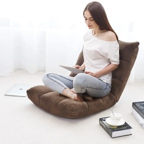 Sofá Dobrável Encosto Ajustável 14 Posições Cadeira para Quarto Sala 105 x 56 x 15 cm Castanho