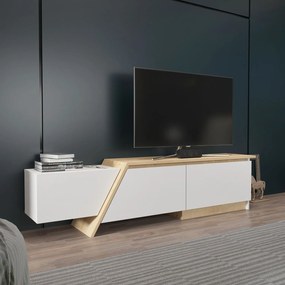 Móvel de TV PRUDENCE – 180x45x35 cm – Bilaminado Branco com Carvalho –