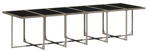 17 pcs conj. de jantar p/ jardim c/ almofadões vime PE cinzento