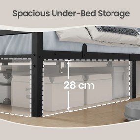 Cama de metal 160 x 200 cm, estrutura de cama robusta com cabeceira e base de ripas, (COLCHÃO NÃO INCLUIDO) Preta