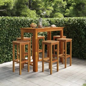 vidaXL 7 pcs Conjunto de bar para jardim madeira de acácia maciça