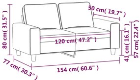 Sofá de 2 lugares tecido 120 cm castanho