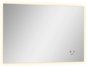 kleankin Espelho de Casa de Banho com Luz LED Anti-Embaciamento Interruptor Tátil 3 Luzes Ajustáveis e Função de Memória 90x60cm Prata