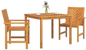 Conjunto de Jantar de Jardim 3 Peças Madeira Sólida Acácia