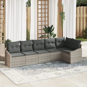 Conjunto de Jantar de Jardim de 6 Peças com Almofadas Cinza Claro em R