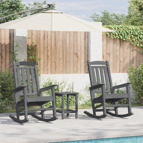 Conjunto de 3 Peças de Lounges de Jardim vidaXL Cinza Claro HDPE