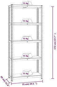 Estante 5 prateleiras 2 pcs madeira processada/aço antracite