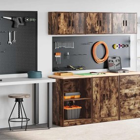 vidaXL Armários de garagem 2 pcs derivados de madeira carvalho fumado