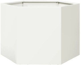 Vaso/floreira de jardim hexagonal 69x60x45 cm aço branco