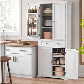 Armário de cozinha com prateleiras e gavetas 40 x 76 x 182,1 cm Branco