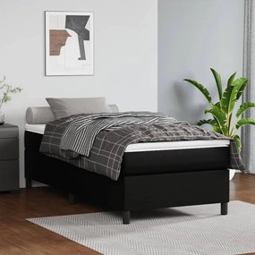 vidaXL Estrutura de cama com molas 90x190 cm couro artificial preto