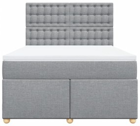 Cama com molas/colchão 160x200 cm tecido cinzento-claro