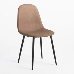 Pack 4 cadeiras de jantar em couro sintético Glamm Toupeira & Preto - Sklum