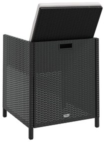9 pcs conjunto jantar p/ exterior vime e madeira acácia preto