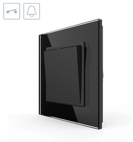 Interruptor com 1 botão, Moldura frente preto vidro temperado
