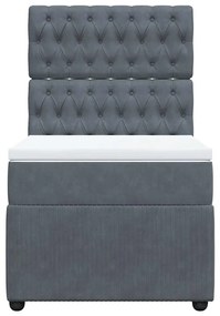 Cama com molas/colchão 90x190 cm veludo cinza-escuro