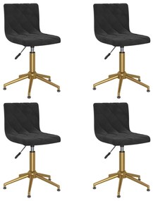 vidaXL Cadeiras de jantar giratórias 4 pcs veludo preto