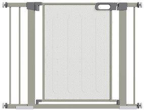 PawHut Barreira Segurança Cães Extensível 75-103 cm 2 Extensões Duplo Bloqueio Fechamento Automático Prática Cinza | Aosom Portugal