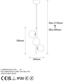 Chandelier Domino – Preto e Branco – 36 x 36 x 46 cm
